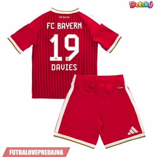 Lacne Dětský Futbalové dres Bayern Munich Alphonso Davies #19 2026-27 Krátky Rukáv - Domáci (+ trenírky)